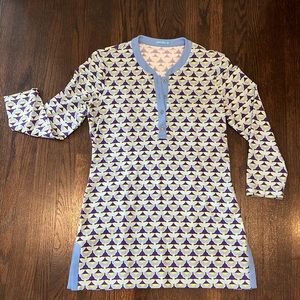 J. McLaughlin Light Blue, Dark Blue & Yellow Tunic Size Small